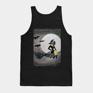 Happy Halloween Witch Sitting on a Broom Tank Top